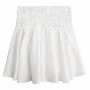 J.CREW linen SKIRT smocked waist WHITE mini lined Size 2X 20 NWT